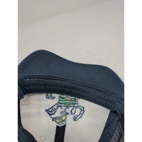 Notre Dame Fighting Irish Embroidered Shamrock Meshback Snapback Hat Blue White - Picture 9 of 10